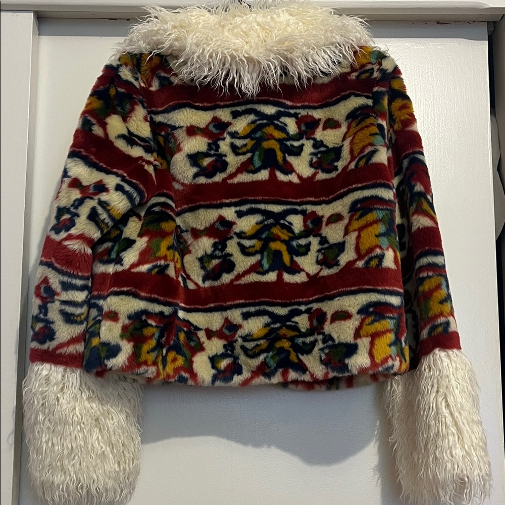 VENUS Multicolor Faux Fur Jacket with White Collar - Picture 5 of 5